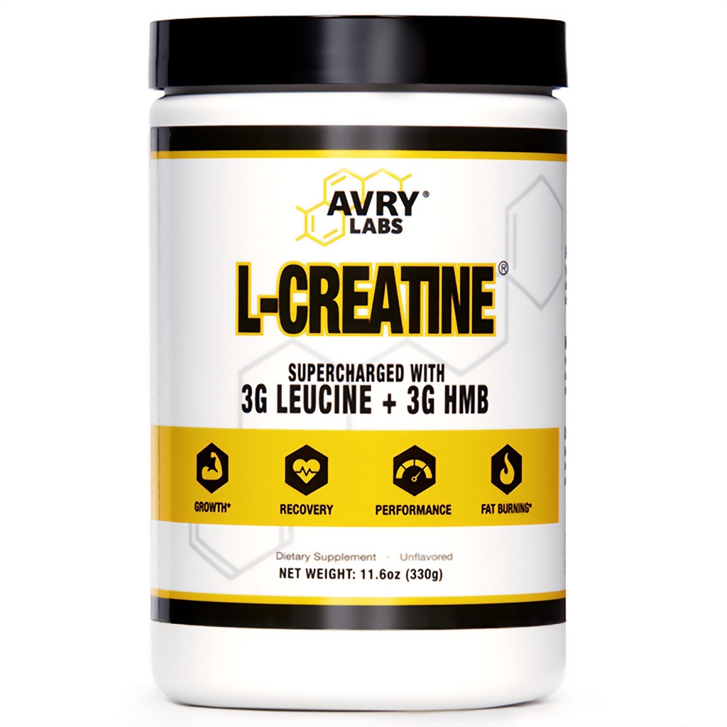 L-CREATINE Supplement: Creatine Monohydrate w/Leucine Amino Acid and HMB – Supports Muscle Mass, Strength, Recovery & Performance + Reduce Fat – Vegan, 11oz (330g) Powder