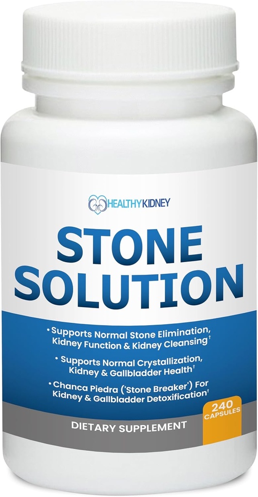 Stone Solution Capsules- Natural Dissolver, Nytney Stone Support & Nytney Cleanser, 60 Servere + Bio Fiber, Nytney Cleanse Detox & Reparation - Genoprettende Nytney Support & Nytney Supplement, 2.5LBS