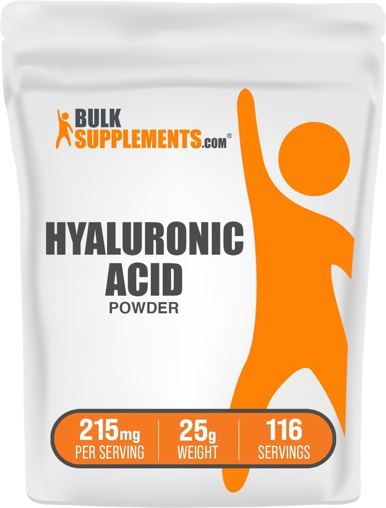Bulkaddiments.com Hyaluronsyre Pulver - som natriumhyaluronat, Hyaluronsyre Kosttilskud - Food Grade, Gluten Free - 215mg per servering, 25g (0,88 oz) (pakning med 1)