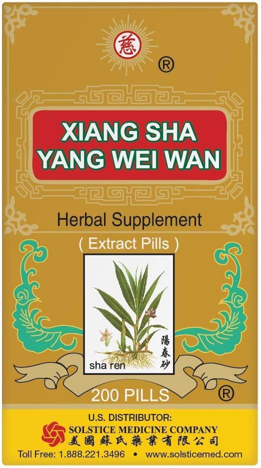 Solstice Medicine Company Xiang Sha Yang Wei Wan Herbal Supplement (200 piller) (1 flaske)
