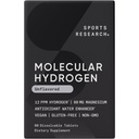 Sports Research® Molecular Hydrogen Water Tablets - Fast Dissolve H2 Tablets with Magnesium - Hydrogen Water - Antioxidant Water Enhancer with Magnesium* - Unflavored, 60 Servings
