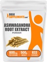 BulkSupplements.com Ashwagandha Root Extract Powder - Ashwagandha Supplement, Herbal Supplement - Vegan & Gluten Free, 600mg per Serving, 500g (1.1 lbs) (Pack of 1)