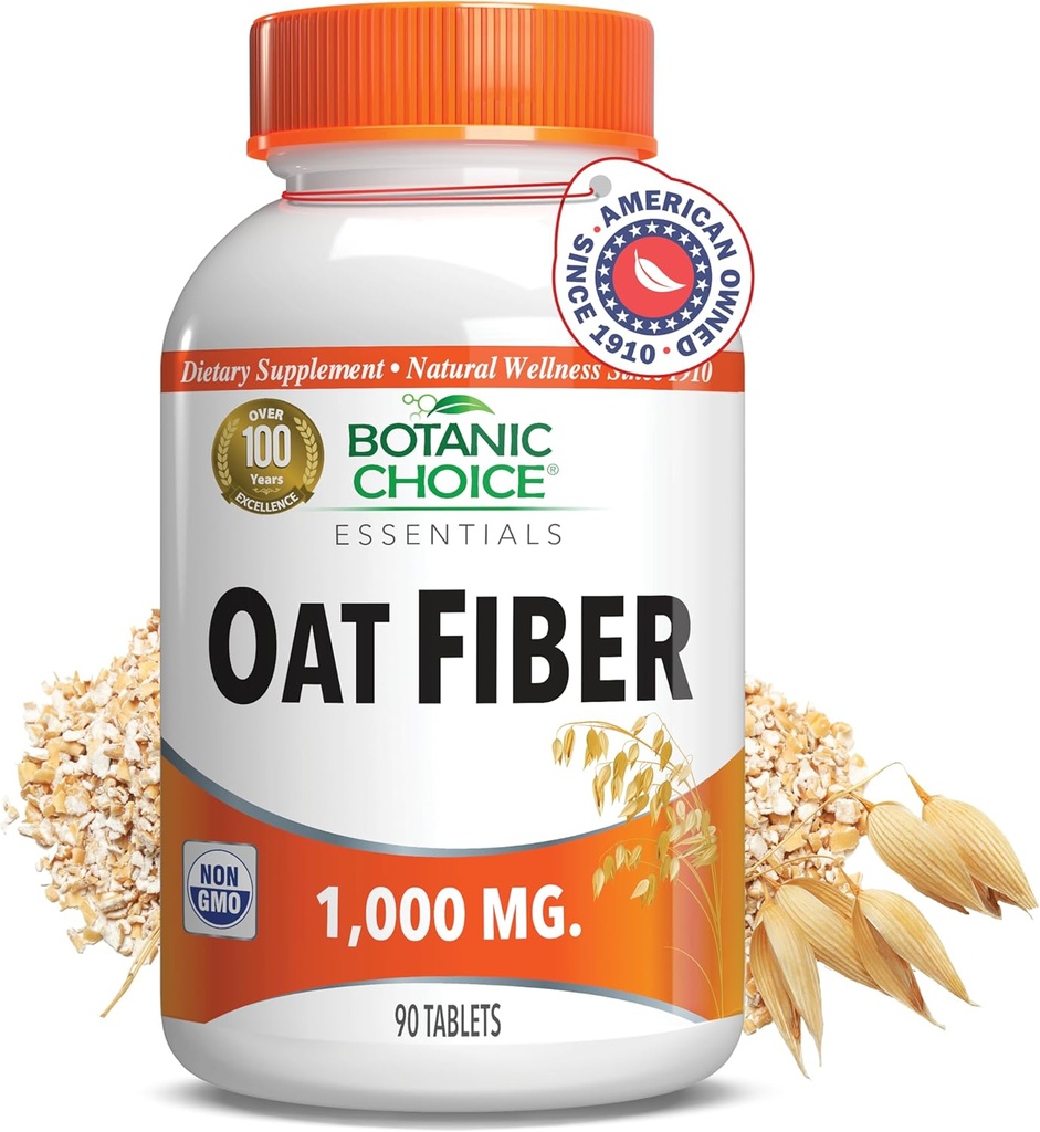 Botanic Choice Oat Fiber - Natural Dietary Supplement for fordøjelsessygdomme - Kvinder og mænd - 90 tabletter (1000 mg)