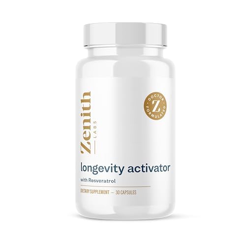Zenith Labs Longevity Activator Anti- Aging Supplement Kosttilskud, Naturlige Antioxidanter med Resveratrol - Understøtter immunfunktion og sund hukommelse