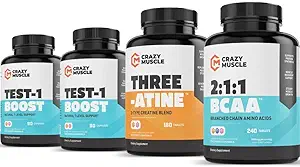 Få større med BCAA, Creatin og Test 1 Boost (2 Måned Supply)