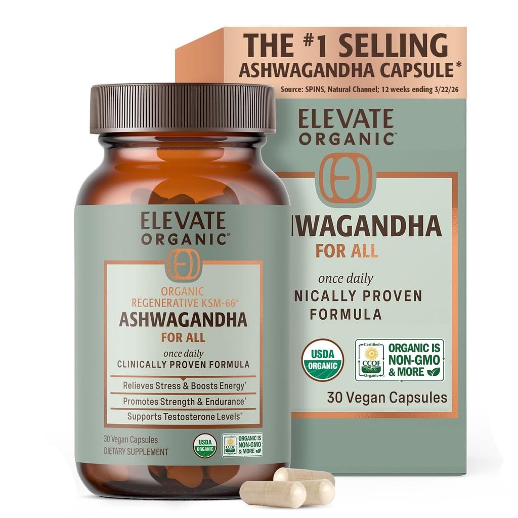 Regenerative Fermented KSM-66 Ashwagandha Vegan Capsules with Acti Veda™ (600mg, 30 Servings), Up to 150% More Effective Than KSM-66 Alone