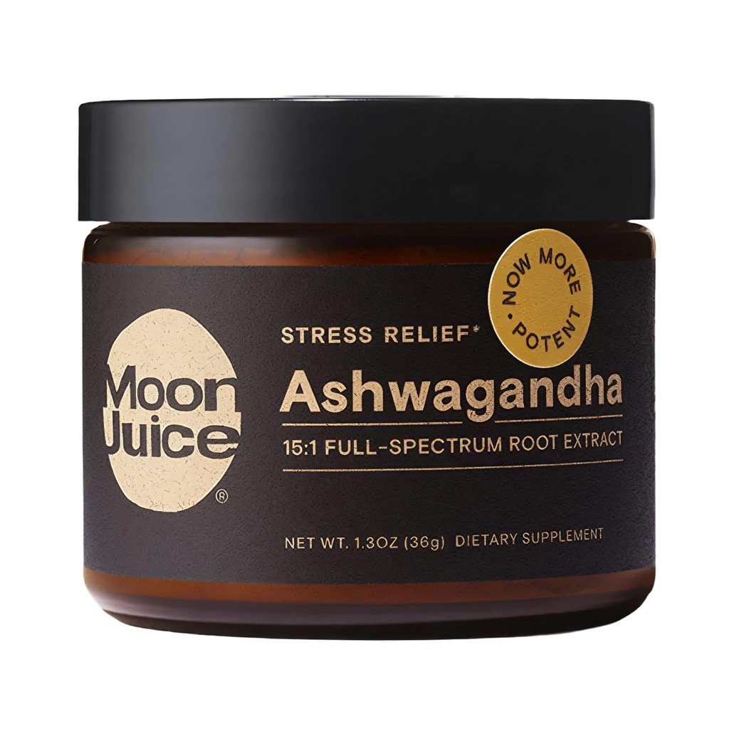 Moon Juice Organic Ashwagandha Supplement - Ashwagandha KSM-66 Root Powder Extract (15:1 Full-Spectrum) for Stress, Focus & Mood - Vegan, Non-GMO, Gluten-Free - 1.3 oz, 72 Servings