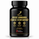 KSM-66® Ashwagandha Supplement 600 mg with Vitamin D3 5000 IU & K2 MK-7, BioPerine for Absorption, 4-in-1 - Stress Support, Mood & Immune Health - 60 Veg Capsules