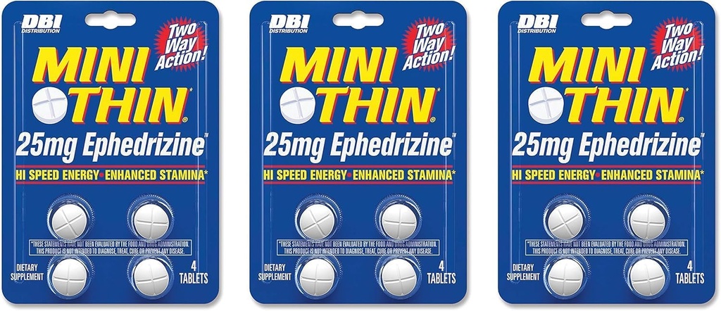 Mini Thin DBI Distribution Two Way Action 25mg Ephedrizin - 4 Count Blister - 3 Pack
