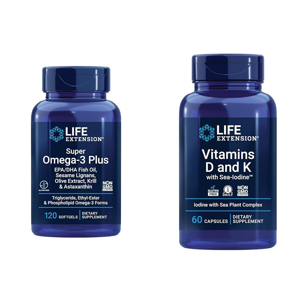 Life Extension Super Omega-3 Plus EPA/DHA Fish Oil, Sesame Lignans & Vitamins D and K with Sea-Iodine, Vitamin D3