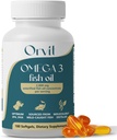 ORVIT Omega 3 Fish Oil Softgel 2000 mg - Ultimate EPA DHA tillæg for mænd og kvinder - Burpless - No Fishy Taste - Unflavored 180 Softgels - Organic, Ikke GMO - Made in The USA
