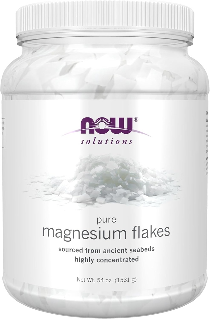 Now Foods Solutions, Magnesium Flakes, 100% Ren, fra den gamle Zechstein Seabed, Højt koncentreret, 54-Ounce