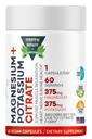 Magnesium Citrate + Kalium 60 Premium Vegankapsler (Citrate 375 mg) + (375mg Kalium) Non GMO, Gluten Free - High Absorption Supplement Made in USA