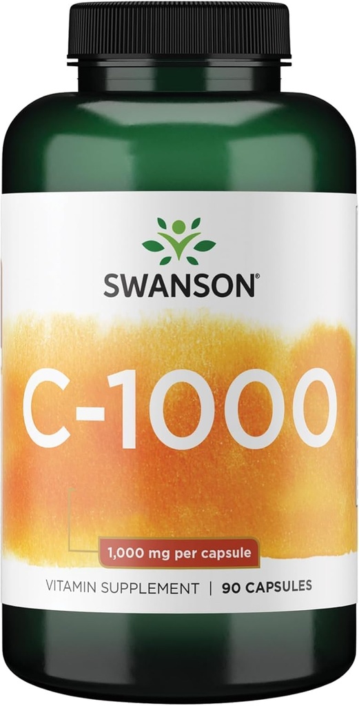 Swanson Vitamin C w / Rose HIPS - Urtetilskud fremme hud sundhed, hjerte sundhed & immunsystem støtte - naturlig formel fremme beskyttelse & wellness - (90 kapsler, 1000 mg hver)