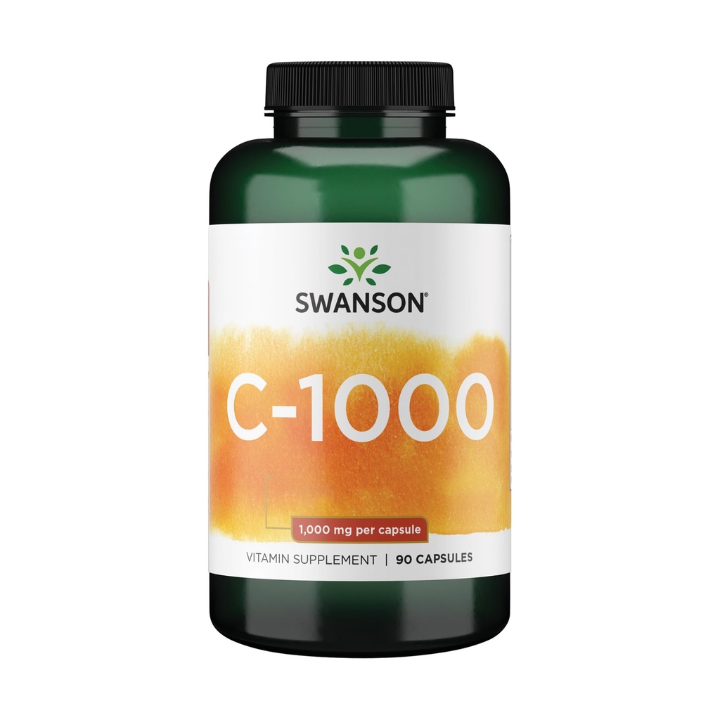 Swanson Vitamin C w / Rose HIPS - Urtetilskud fremme hud sundhed, hjerte sundhed & immunsystem støtte - naturlig formel fremme beskyttelse & wellness - (90 kapsler, 1000 mg hver)
