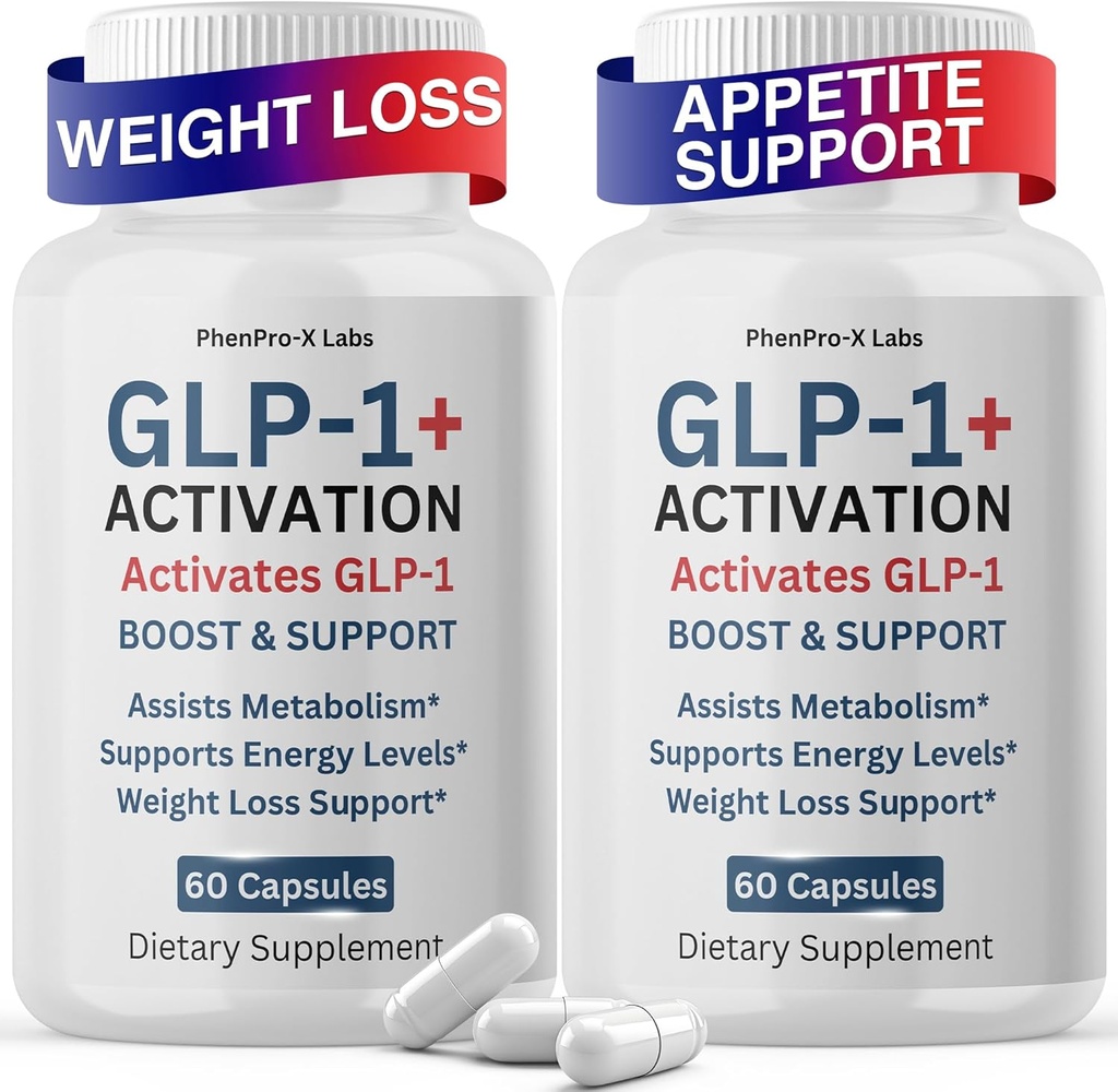 (2 Pack) GLP- Activate for Women, GLP1 Booster for Total Health Support og GLP1 Natural Production, Regulerer Metabolisme, Tag før Måltid, 120 Kapsler (60 Servering)