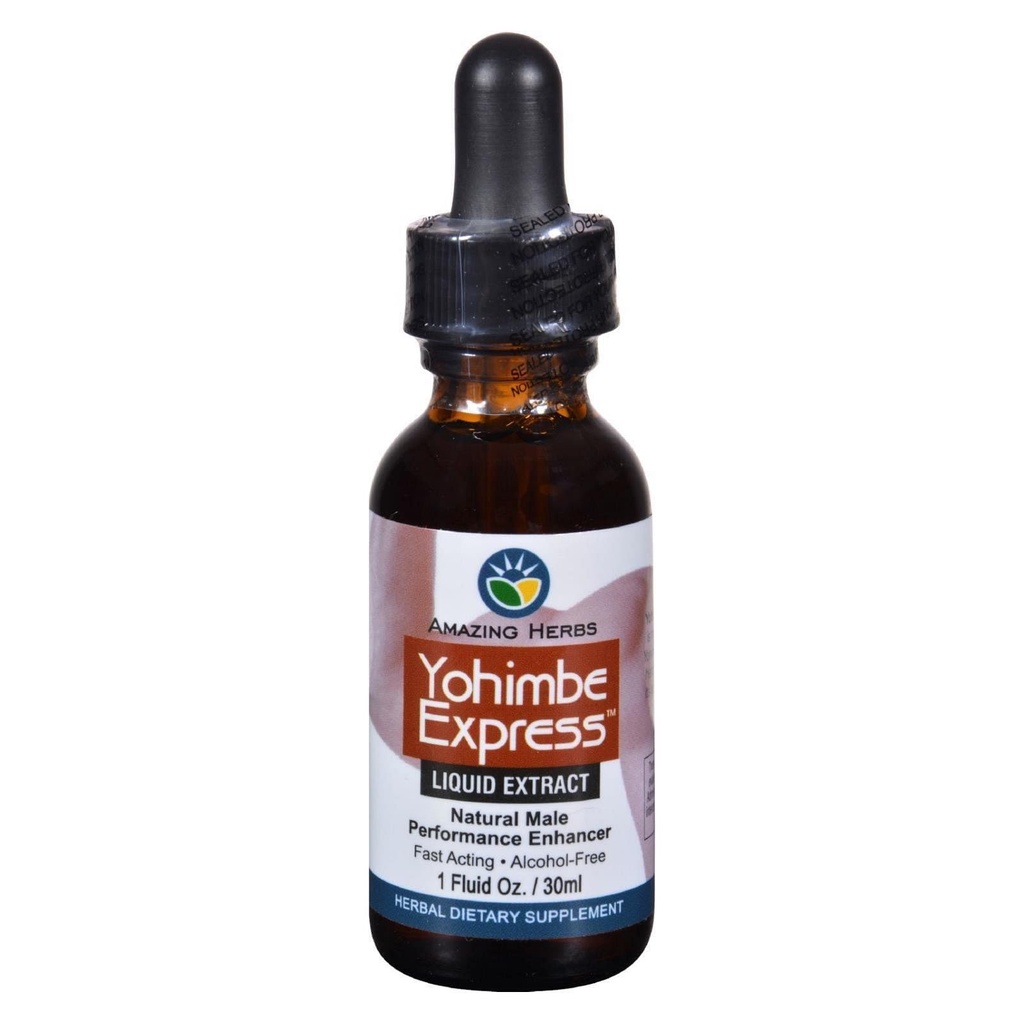 Amazing Herbs Yogimbe Express - Performance Enhancer, 100% Pure Yohimbe Bark Alkohol Free Liquid Extract, Herbal Dietary Supplement - 1 Fl Oz (Pack of 1)