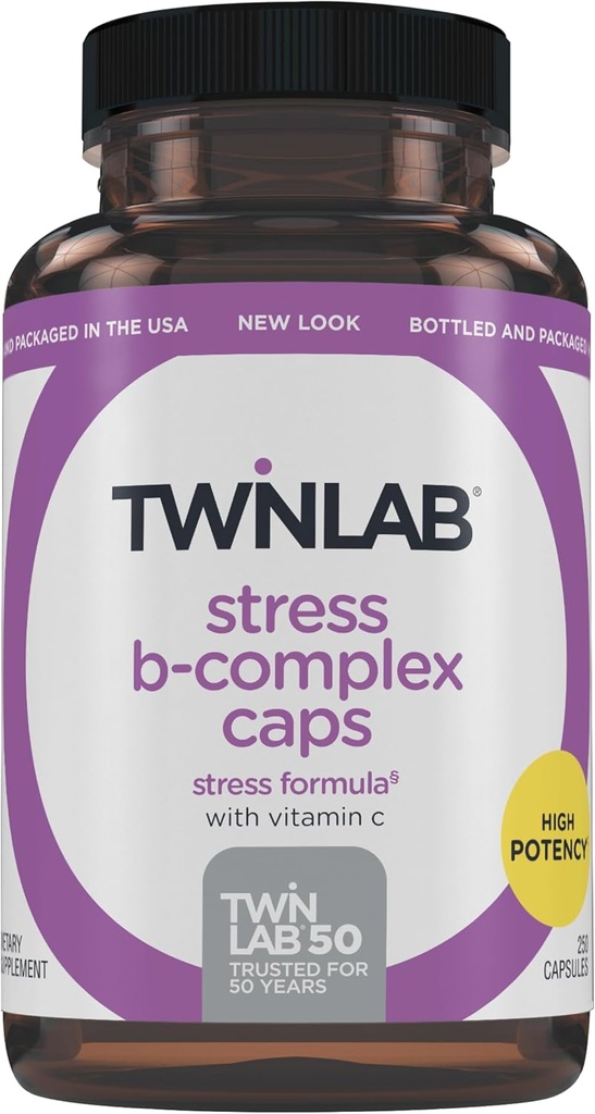 Twinlab Stress B- Complex Caps - Energistøtte supplement med vitamin B12 og B6-250 kapsler