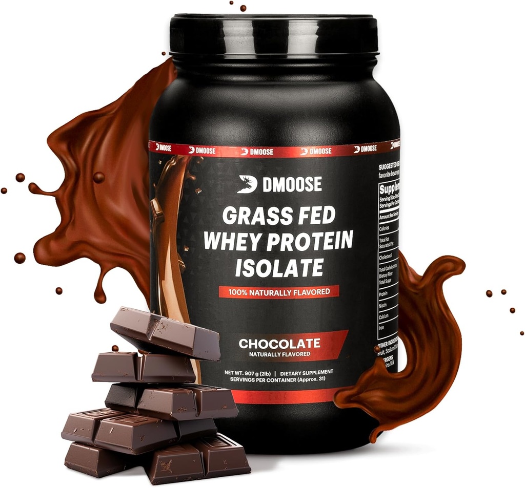 DMoose Grass Fed Whey Protein Powder - til muskelvækst og inddrivelse, naturligt sødet & smag, rig på aminosyrer, hurtig Absorbing Performance Formel (2 Lbs, Chokolade)