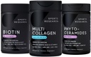 Sports Research Vegan Biotin 10,000mcg with Coconut Oil, Multi Collagen Pills (Type I, II, III, V, X) Hydrolyzed Collagen Peptides with Hyaluronic Acid + Vitamin C & Phytoceramides 350mg per Softgel