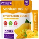 Venture Pal Sugar Free Electrolyte Powder Packets - Flydende Daily IV Hydration Packets # 124; Elektrolytes Drink Mix med 5 Vitamin & 7 Electrolytes # 124; Keto Friendly # 124; Non- GMO # 124; Certified Vegan # 124; 16 Sticks