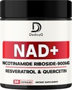 NAD Supplement med Nicotinamid Riboside, Trans- Resveratrol, Quercetin - Cellular Energy & Repair, Vitality, sund aldring - 60 Greve