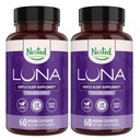 Nested Naturals Luna Sleep Aid - Non-Habit Forming Natural Sleeping Pills for Voksne med naturligt behårede ingredienser - Valerian Root, Melatonin, Kamille, Lemon Balm, og mere - 120 Vegansk Kapsler