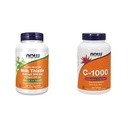 Now Supplements, Silymarin Milk Thistle Extract 300 mg med Artichoke og Mælkebøtte & Kosttilskud, Vitamin C-1000 med Rose HIPS, Vedvarende frigivelse, Antioxidant Protection *
