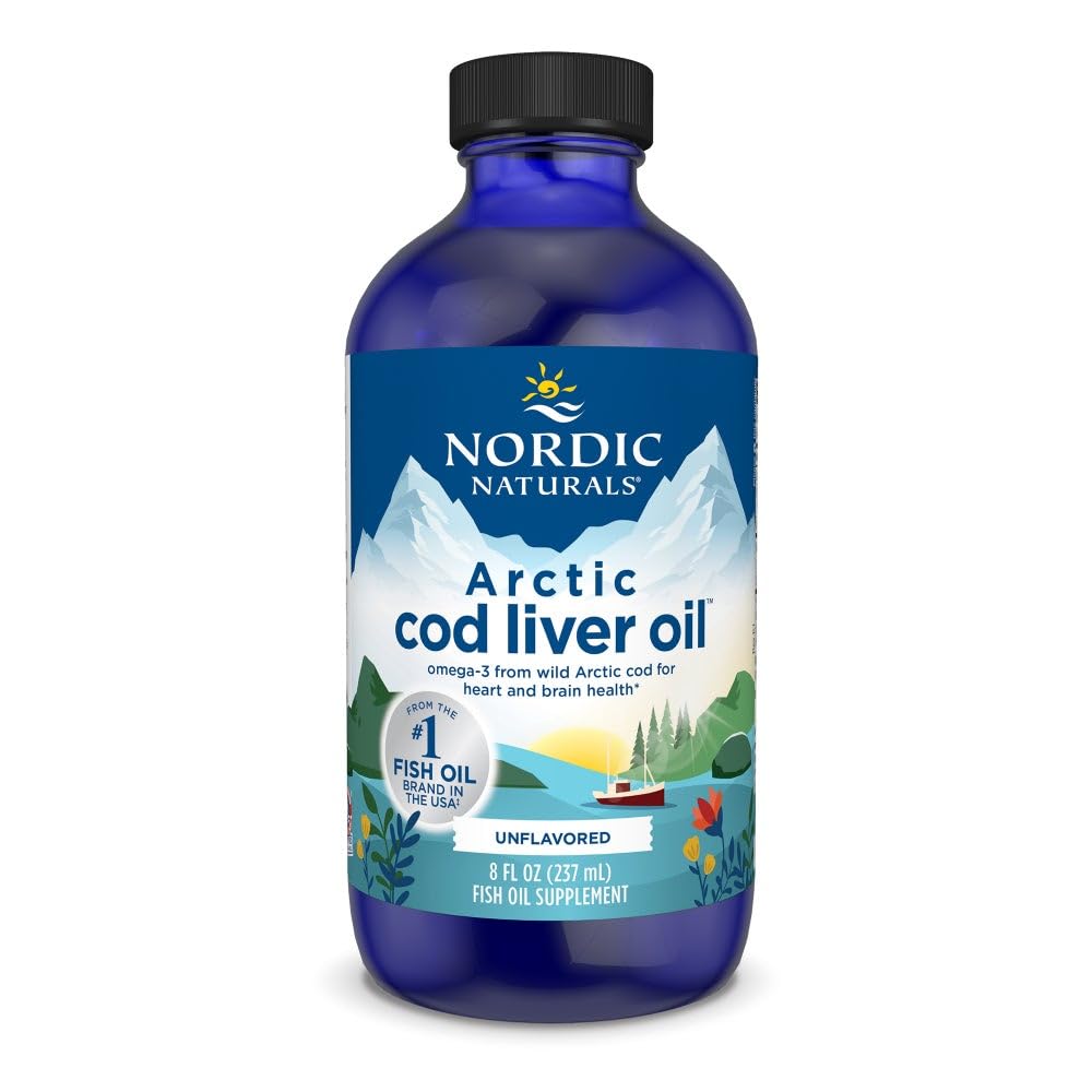 Nordic Naturals Arctic Cod Liver Oil, Unflavored - 8 oz - 1060 mg Total Omega-3s with EPA & DHA - Heart & Brain Health, Healthy Immunity, Overall Wellness - Non-GMO - 48 Servings (Pack of 2)