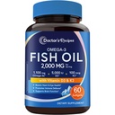 Doctor's Recipes Omega-3 Fish Oil with Vitamin D3 K2, 1100 mg Omega-3 Fatty Acids, D3 5000 iu & K2 100 mcg, for Healthy Heart Brain Eye Support, for Women and Men 60 Softgels