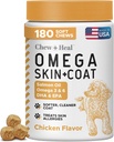 Laks Olie til Hunde - 180 Soft Chew Omega Treats for Hud og Coat - Fish Oil Blend of Essential Fedtsyrer, Omega 3 og 6, Vitaminer, Antioxidanter og Min - Made in USA