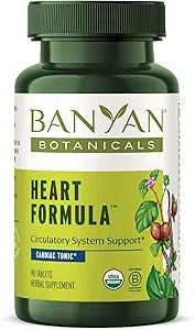 Banyan Botanicals Heart Formel - Organic Herbal Heart Health Supplement med Hawthorn Berry og Buddy Guduchi - Understøtter korrekt funktion af hjertet * - 90 tabletter - ikke-GMO bæredygtigt sour Vegan