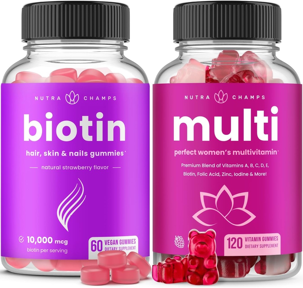 NutraChamps Biotin Gummies og Womens Multivitamin Gummies