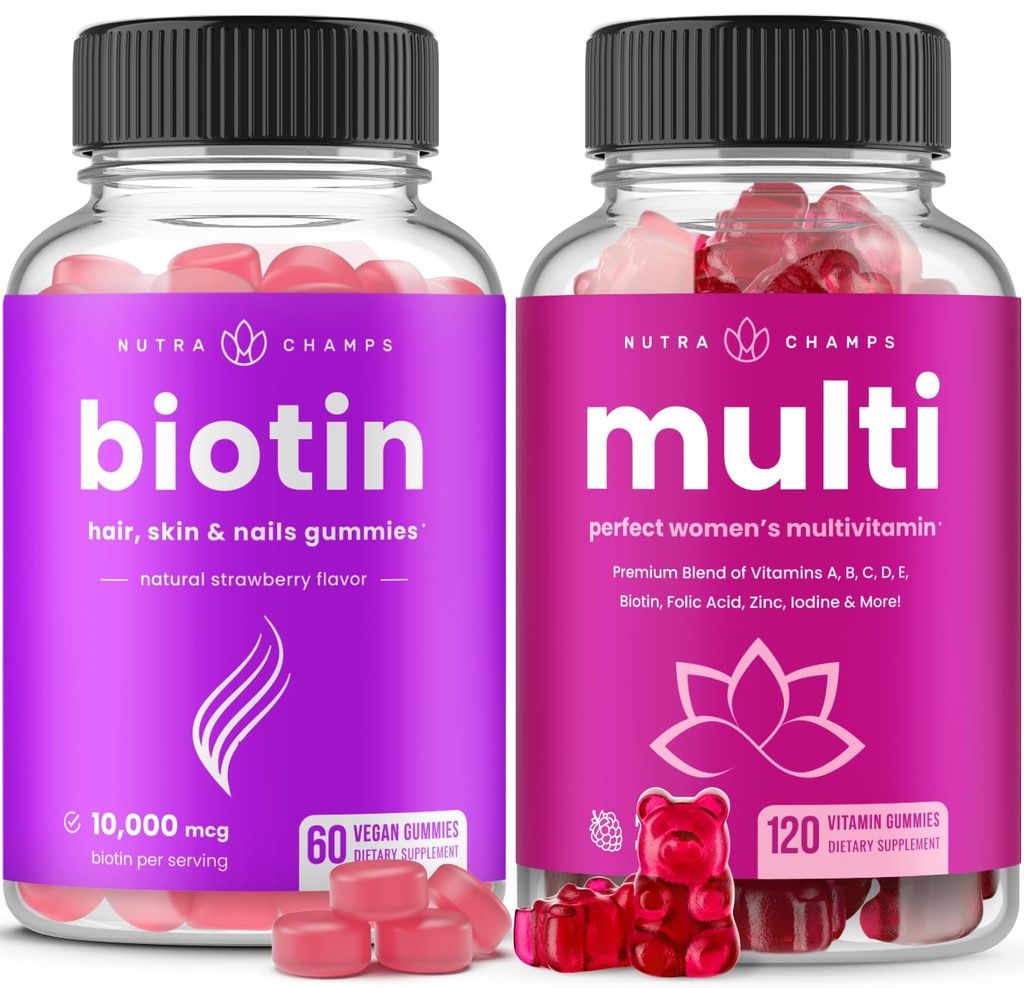 NutraChamps Biotin Gummies og Womens Multivitamin Gummies
