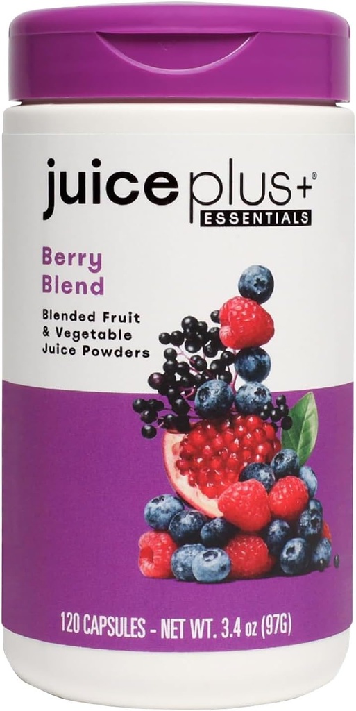 JuicePlus + Berry Blend: med Concord Grape, Blåbær, Tranebær, og mere - Hele fødevarer baseret, Vegan, Plant- baserede vitaminer - Gluten- Gratis, Non- GMO, Kosher - 1 flaske (60 Servere)