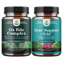 Bundle of Digestive Enzymes with Ox Bile Supplements for No Gallbladder for Pancrease Cleanse & Detox and Liver Support NAC with Milk Thistle for Liver Cleanse Detox & Repair - N Acetyl Cysteine