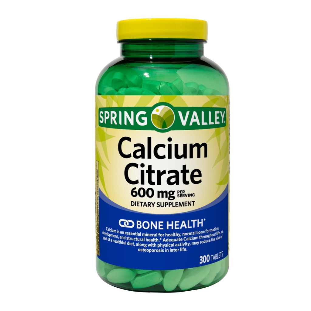 Calcium Citrate 600mg Tablets - Pure Calcium Citrate Supplement, 300 Count - Supports Bone Health and Wellness, Citrato de Calcio, High Absorption Calcium 600 mg