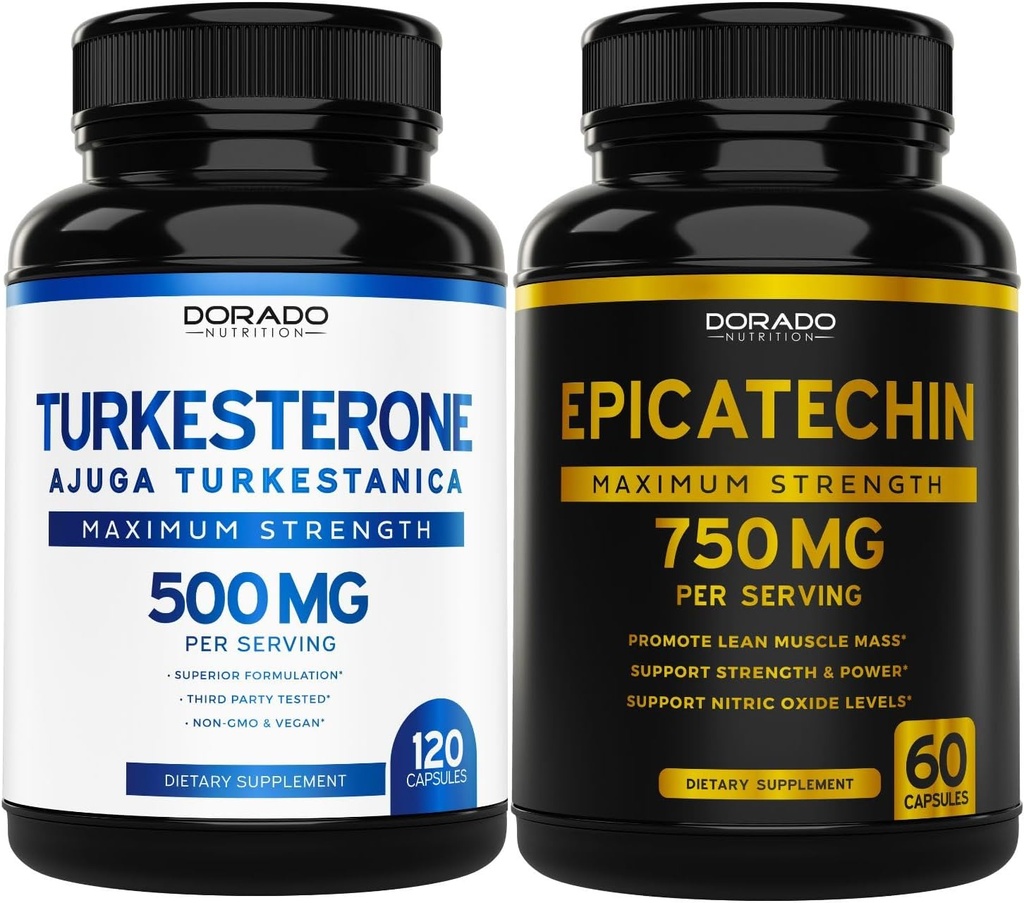 DORADO NUTRITION Epicatechin Extract 750mg Per Serving - (120 kapsler) og Turkesterone Supplement 500mg (120 kapsler)