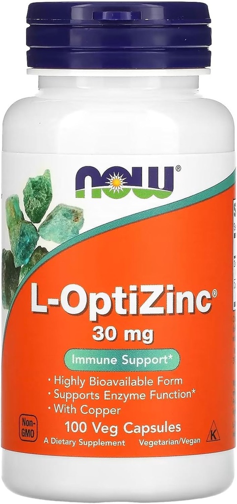 Nu fødevarer: L- Optizinc immunforsvar 30 mg, 100 Caps (2 pakke)