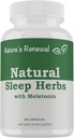 Naturens Fornyelse Natural Sleep Supplement - Melatonin, Valerian Root, Ashwagandha, Magnesium, Kamille, Nighttime Homøopatisk Herbal Sovestøtte til voksne - 60 kapsler