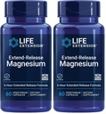 Livs forlængelse Exten- Release Magnesium, forlænget Heart & Bone Health Support, Kardiovaskulær & Blood Pressure Health Support, biotilgængelig formel, Gluten- Free, Non- GMO, Vegetar, 60 Kapsler, (pakke af 2)