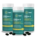 Iwi Omega-3 Essential, 90 Softgels (90 Servere), Plant- baserede Alger Omega 3 med EPA + DHA, Brain, Heart & immunsupport Kosttilskud, Krill & Fish Oil Alternative, Ingen Fishy Eftersmag