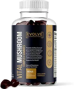 Vital Mushroom, Super Complex Blend Gummies, Nootrop, Kognitiv Klarhed, Gut Support, immunforsvar, Lækker Raspberry Flavor.