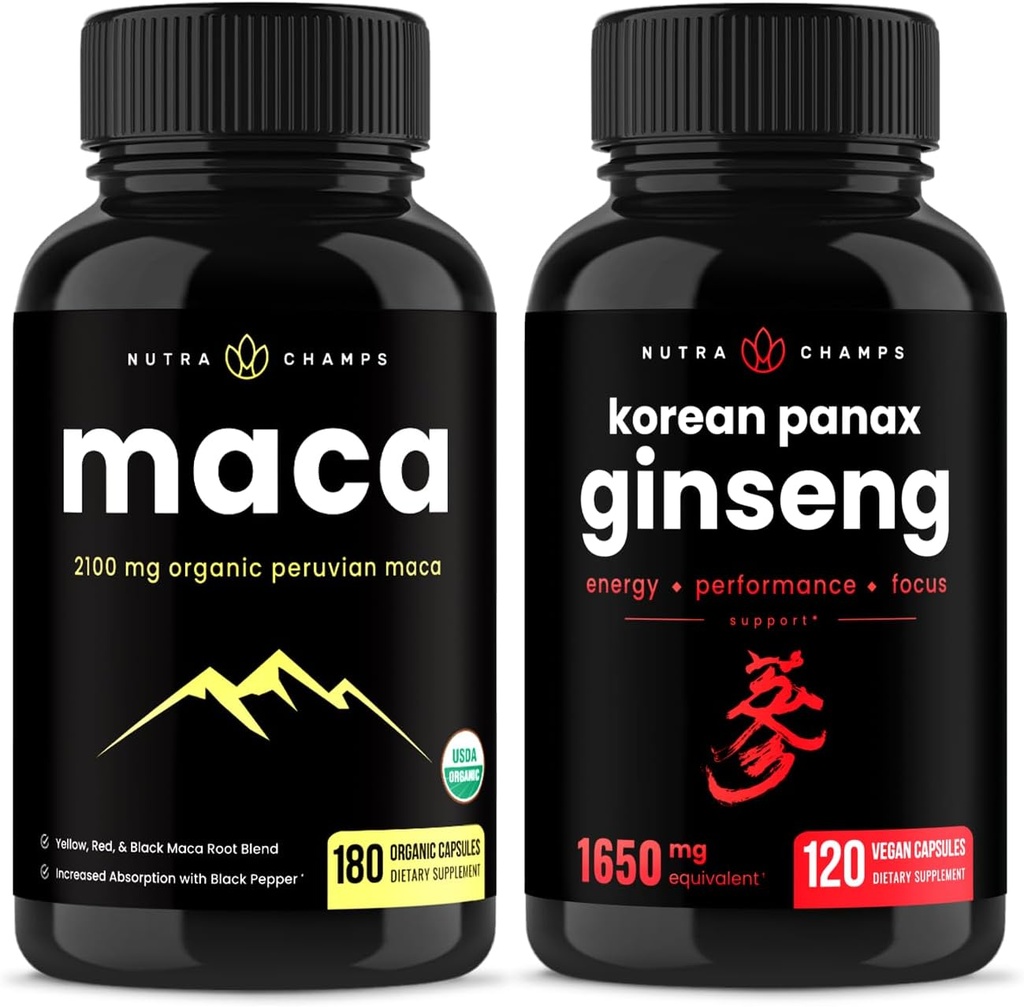 NutraChamps Maca Root Kapsler og koreanske Ginseng Kapsler 2 Pack Bundle