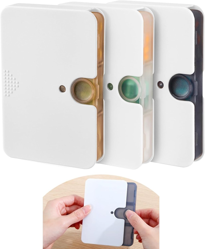 3 Blandede farver Portable Pill Organizer, 6 Compartments Travel Pill Case for Purse eller Pocket -Lille Pill Box Dispenser Home Travel Supplement Semi Transparent (3 Blandede Farver)