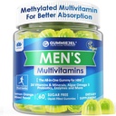 Mænds Multivitaminer Gummies, Metyleret Multivitamin til mænd, B Complex, Minerals, Vegan Omega 3, Probiotic, Enzyme, Antioxidanter til Mænd 's Complete Daily Support, Sugar Free, Vegan (No Iron) 60 Counts