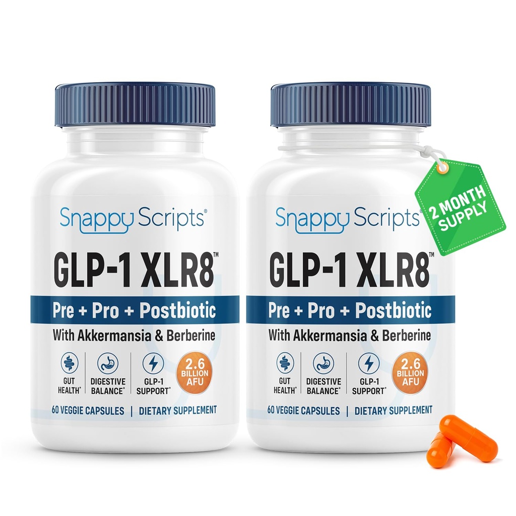 GLP-1 XLR8 Supplement for Weight Loss, Digestion, Constipation, Bloating Relief with Akkermansia 2.6 Billion AFU Live Prebiotic Probiotic Postbiotic Gut Health + Berberine for Women Men 120 Capsules