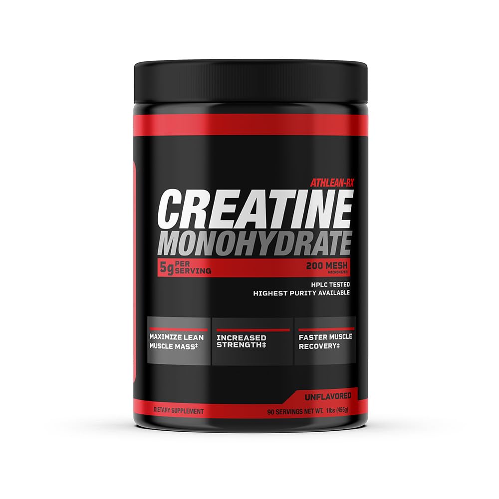 ATHLEAN-X X-CREATINE Pure Micronized Creatine Monohydrate Powder - Supports Muscle Strength, Power, and Recovery - Gluten-Free, Non-GMO, Performance Enhancing Supplement (90 Servings)