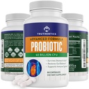 TRUTHENTICS Probiotic 40 Billion CFU with Prebiotics - Bifidobacterium Lactobacillus Acidophilus Paracasei Probiotics for Men & Women - Shelf Stable - 60 Vegan Capsules