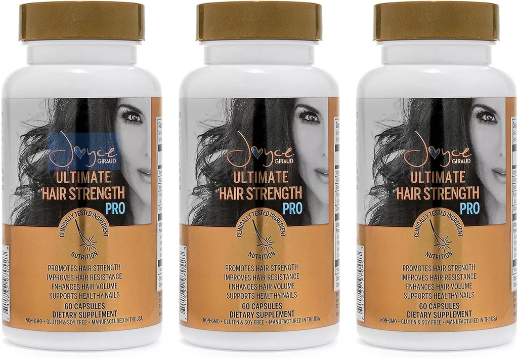 Joyce Giraud Ultimate Hår Strength Supply, 90- Day Supply, Scientific Formulated to Reducere hårtab, 180 Kapsler